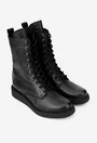 Ghete dama din piele texturata neagra
