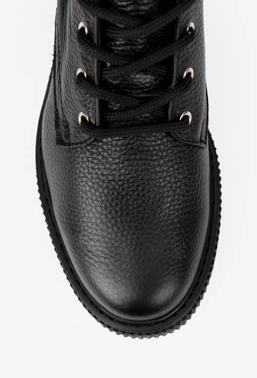 Ghete dama din piele texturata neagra