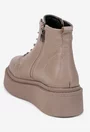 Ghete dama din piele texturata taupe