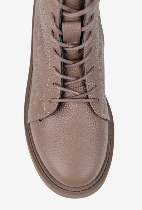 Ghete dama din piele texturata taupe