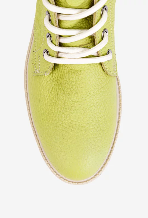 Ghete dama din piele texturata verde lime
