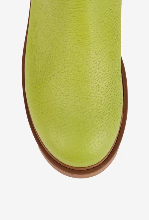 Ghete dama din piele verde cu fermoar