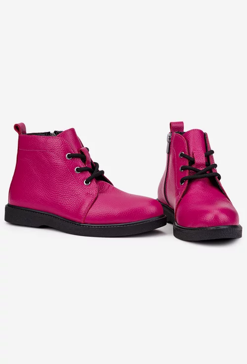 Ghete dama fuchsia din piele naturala texturata