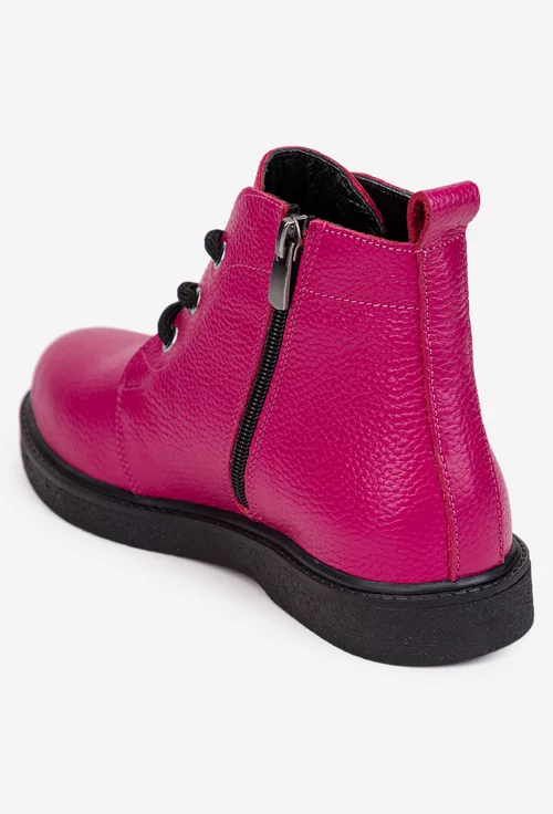 Ghete dama fuchsia din piele naturala texturata