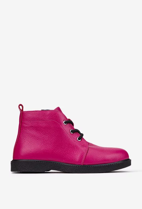 Ghete dama fuchsia din piele naturala texturata
