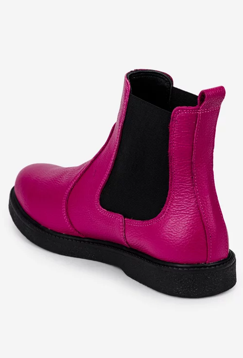 Ghete dama fuchsia din piele texturata