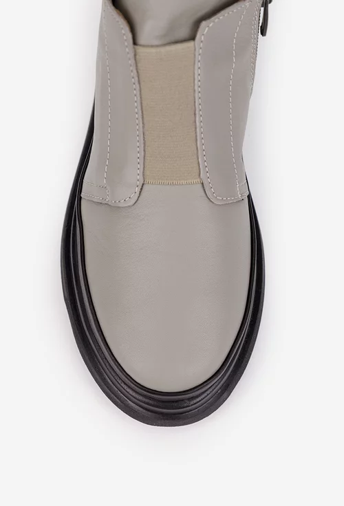 Ghete dama grej din piele naturala