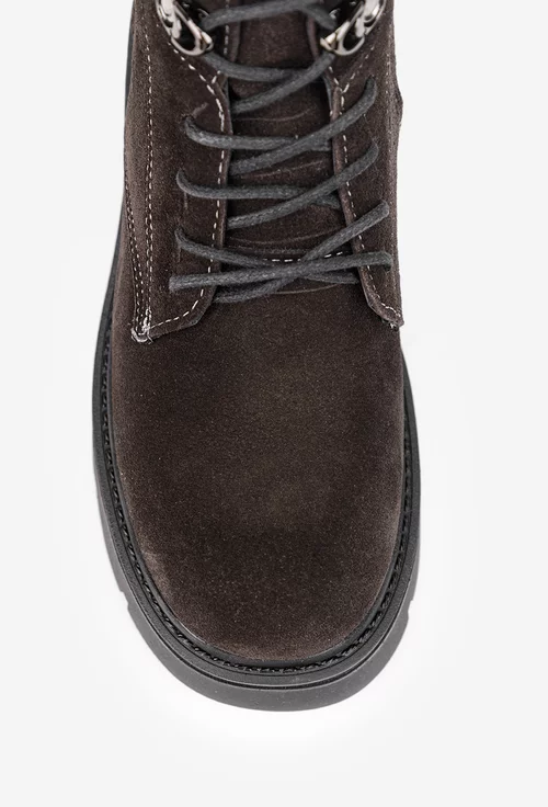 Ghete dama grej inchis din piele intoarsa