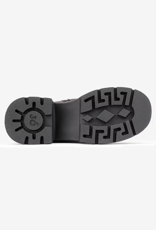 Ghete dama grej inchis din piele intoarsa