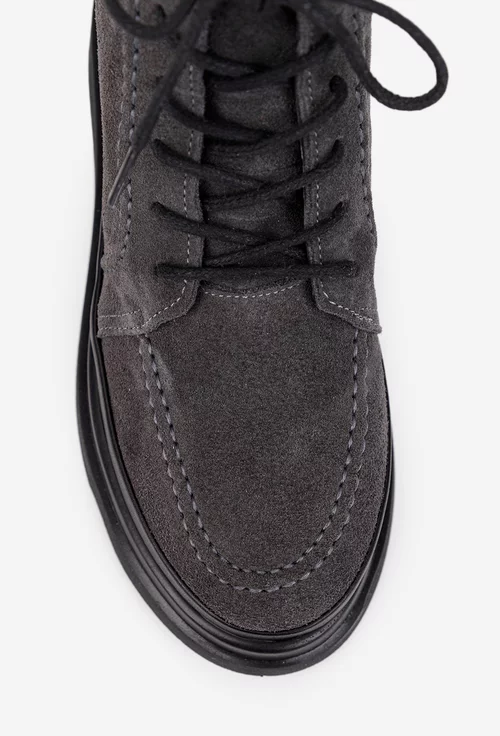 Ghete dama gri din piele intoarsa