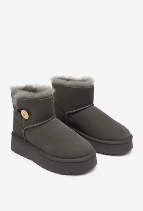 Ghete dama gri din piele intoarsa