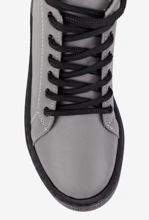 Ghete dama gri din piele naturala