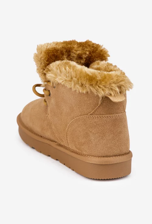 Ghete dama imblanite NUR din piele intoarsa maro