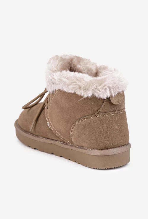 Ghete dama imblanite NUR din piele intoarsa taupe