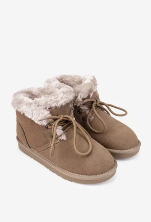 Ghete dama imblanite NUR din piele intoarsa taupe