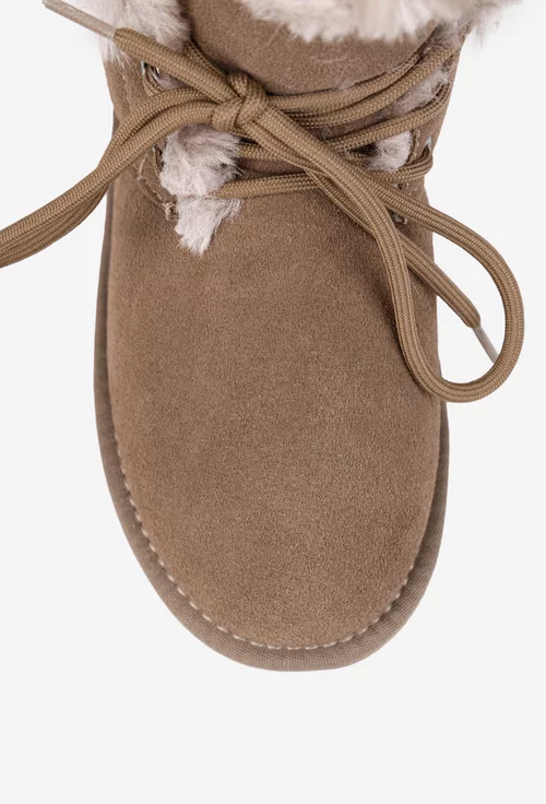 Ghete dama imblanite NUR din piele intoarsa taupe