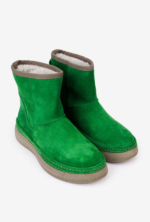 Ghete dama imblanite NUR din piele intoarsa verde