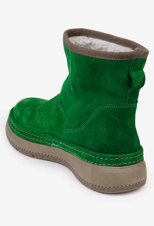 Ghete dama imblanite NUR din piele intoarsa verde