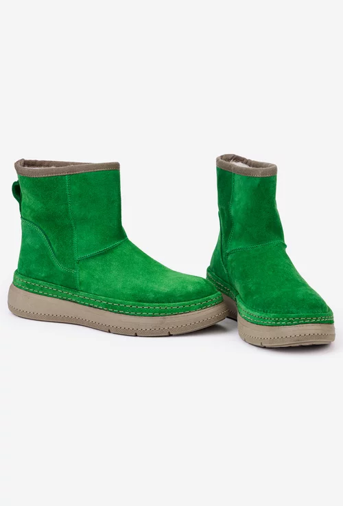 Ghete dama imblanite NUR din piele intoarsa verde