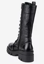 Ghete dama inalte din piele neagra accesorizate cu bumbi
