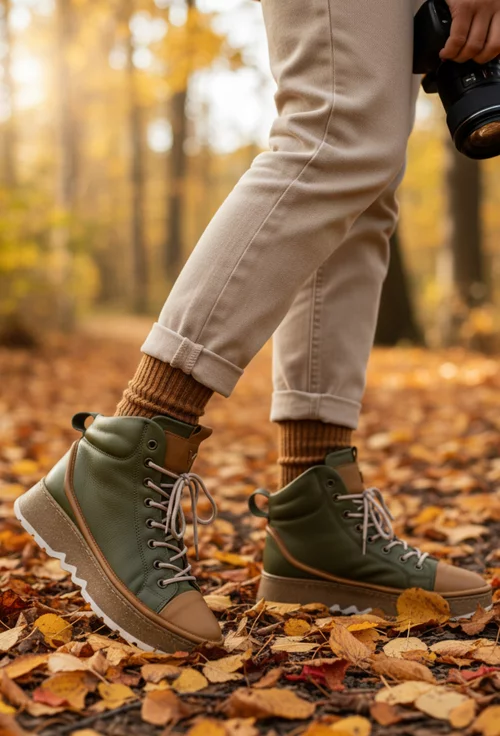 Ghete dama kaki cu maro din piele naturala picture - 3