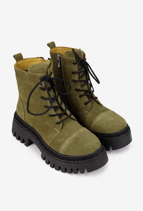 Ghete dama kaki din piele intoarsa