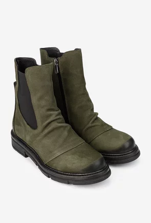 Ghete dama kaki din piele nabuc