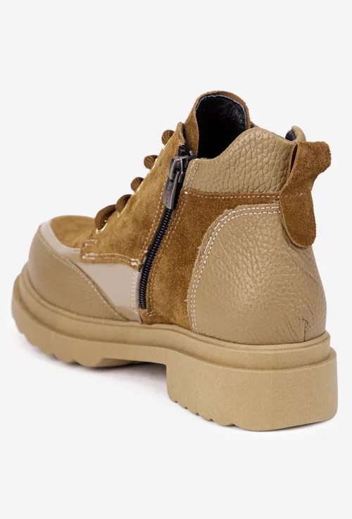 Ghete dama maro cu bej din piele