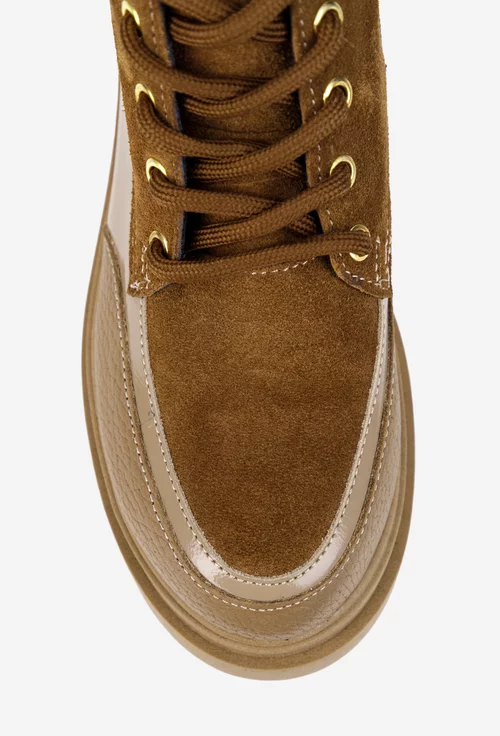 Ghete dama maro cu bej din piele