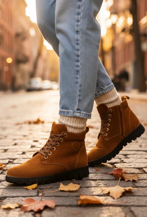 Ghete dama maro din piele intoarsa