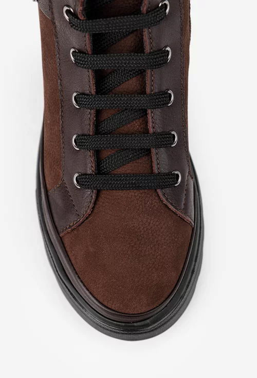 Ghete dama maro din piele nabuc cu ornament