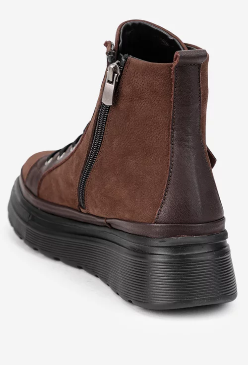 Ghete dama maro din piele nabuc cu ornament