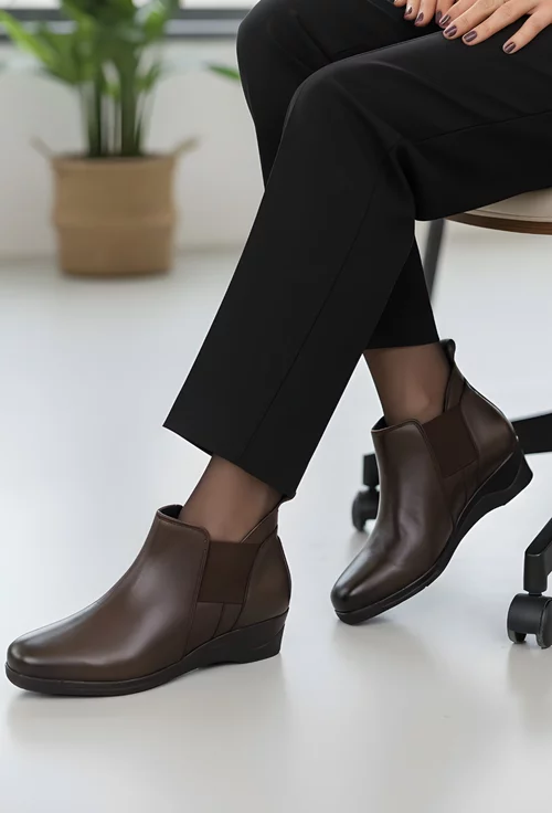 Ghete dama maro din piele naturala cu fermoar