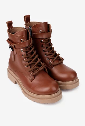 Ghete dama maro din piele naturala cu ornament