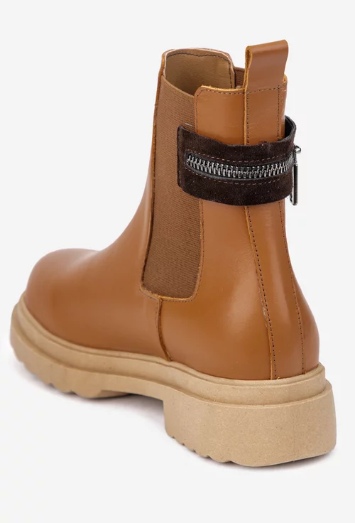 Ghete dama maro din piele naturala cu ornament