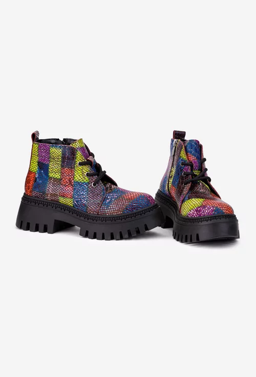 Ghete dama multicolore din piele