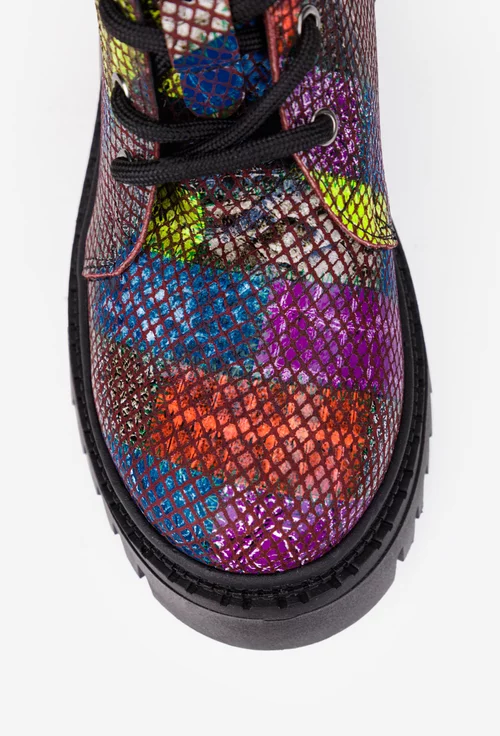 Ghete dama multicolore din piele