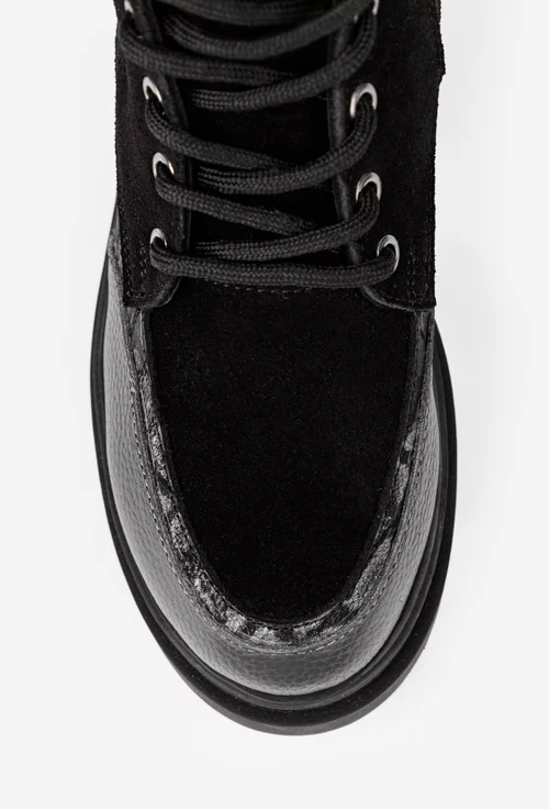 Ghete dama negre cu gri din piele picture - 6