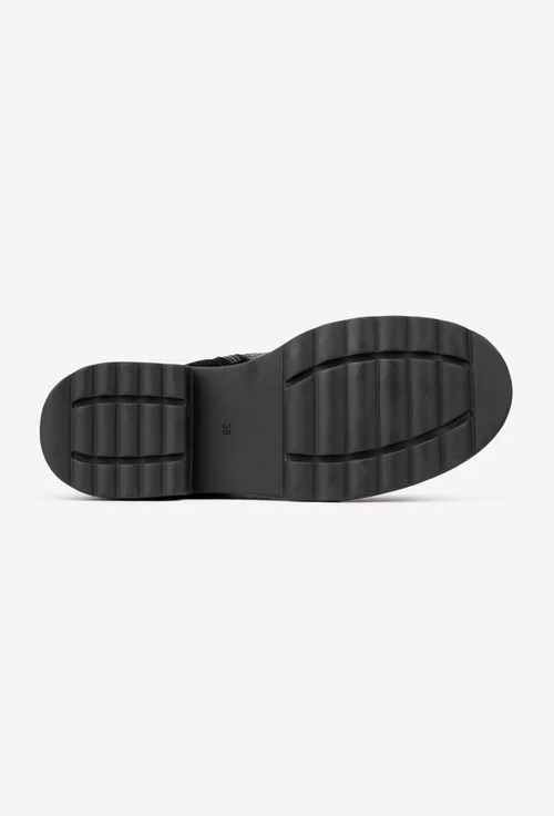 Ghete dama negre cu gri din piele picture - 4