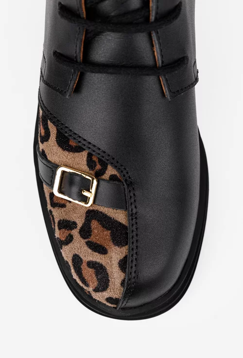 Ghete dama negre cu imprimeu din piele