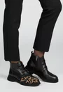 Ghete dama negre cu imprimeu din piele