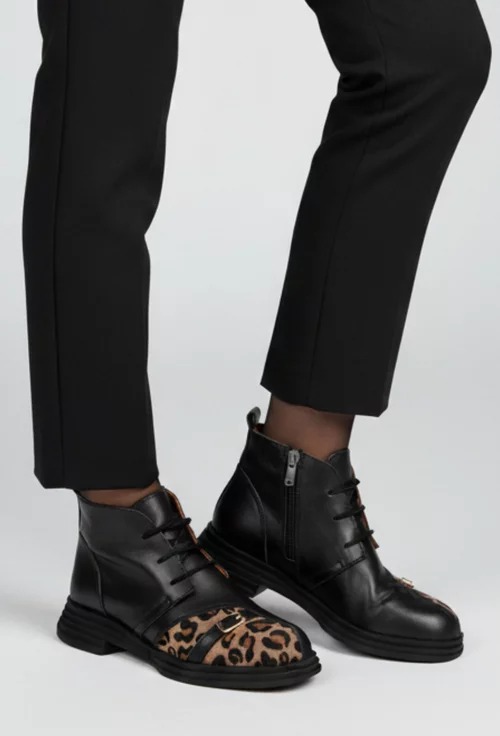 Ghete dama negre cu imprimeu din piele