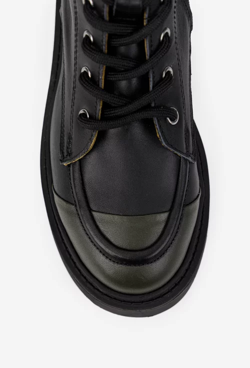 Ghete dama negre cu kaki din piele naturala