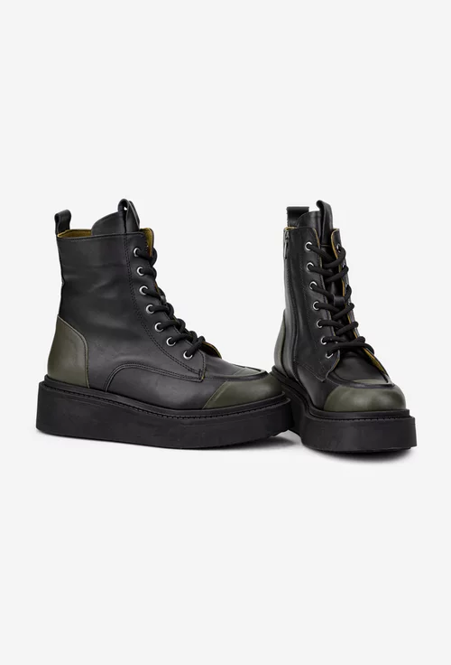 Ghete dama negre cu kaki din piele naturala