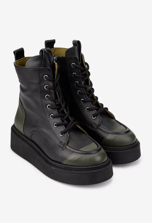 Ghete dama negre cu kaki din piele naturala