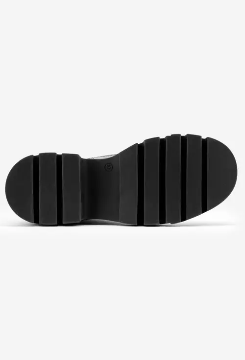 Ghete dama negre din piele cu detaliu gri