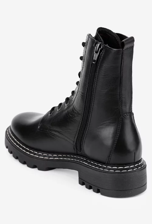 Ghete dama negre din piele cu elastic in lateral