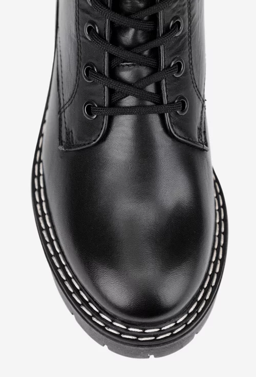Ghete dama negre din piele cu elastic in lateral