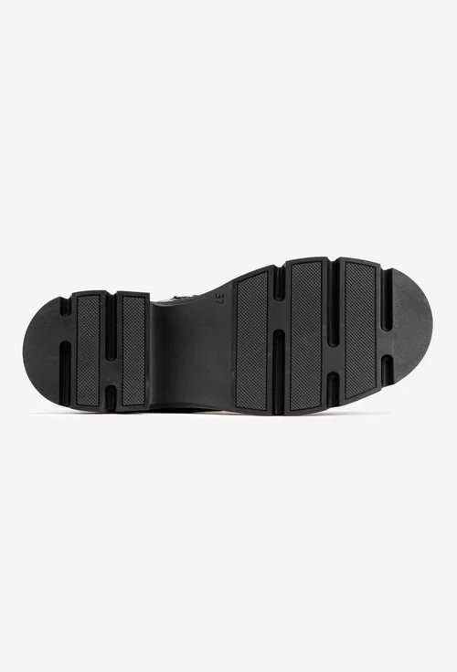 Ghete dama negre din piele cu elastic si fermoar