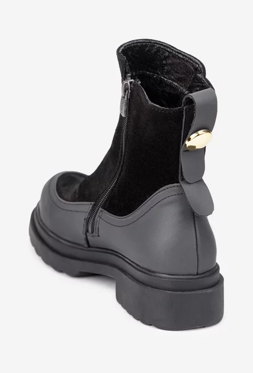 Ghete dama negre din piele cu fermoar